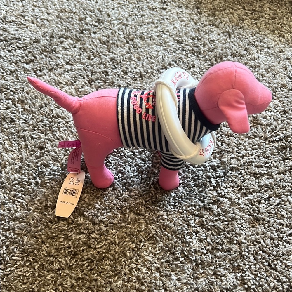 Pink Striped Dog Plush Toy Victoria’s Secret PINK Nautical